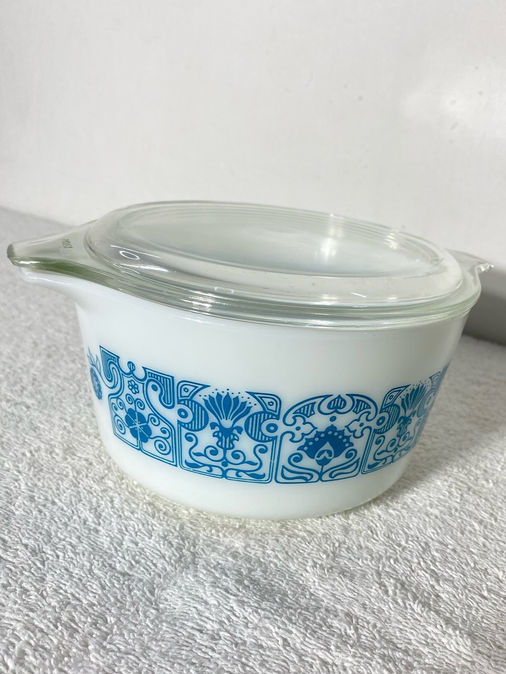 Vintage PYREX Horizon Blue Casserole Dish W Lid 1 Quart #473 Retro Cookware - Picture 7 of 16